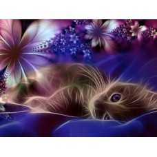Алмазная мозаика "Котенок в цветах"  (40х30см)